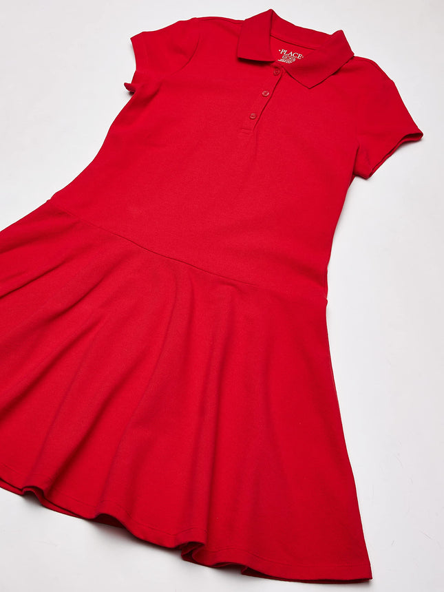 The Children's Place Girls Short Sleeve Picque Polo Dress, Ruby, X-Large