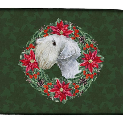 Caroline's Treasures CK1550DDM Sealyham Terrier Poinsetta Wreath Dish Drying Mat, 14 x 21", multicolor