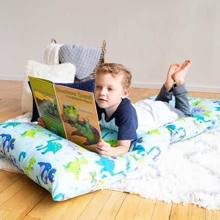 Wildkin Floor Lounger for Kids � Lightweight & Travel-Friendly, Ideal for Sleepovers & Nap Time, Pillow Not Included - Dinosaur Land