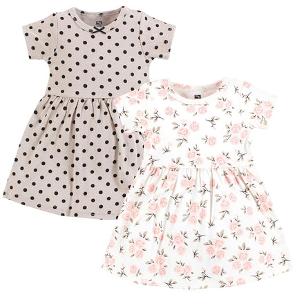 Hudson Baby Baby Girls' Cotton Dresses, Neutral Pink Floral, 9-12 Months