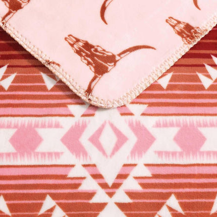 Wrangler - Blanket, Super Soft Reversible Bedding, Yellowstone Inspired, Western Home Essentials for Bed or Couch (Jericho Pink, Full/Queen)