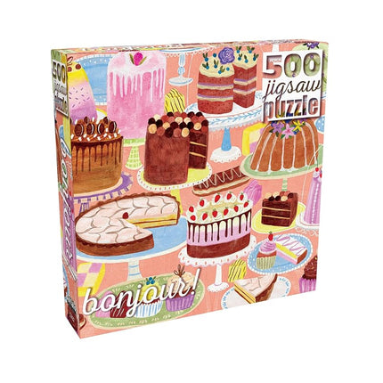 Buffalo Games - Jenny Miriam - Bonjour - Cakes Galore! - 500 Piece Jigsaw Puzzle for Adults - Challenging Puzzle Perfect for Game Nights - Finished Size is 21.25 x 15.00