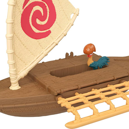 Mattel Disney Toys, Moana Small Doll & Floating Boat Playset with Heihei Rooster Figure, Wave Launcher & 2 Accessories, Inspired by Movie