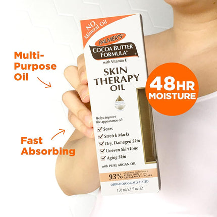 Palmer's Cocoa Butter Formula Skin Therapy Moisturizing Body Oil with Vitamin E & Pure Argan Oil, Deep Body Moisturizer for Dry, Damaged Skin, Scars or Stretch Marks, 5.1 Ounces (Pack of 3)