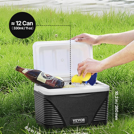 VEVOR Portable Cooler, 8.5 QT Hard Cooler with Ice Retention and Heavy-Duty Handles, Lightweight Rigid Material Insulated Portable Cooler, Suitable for Family Picnics and Short Trips
