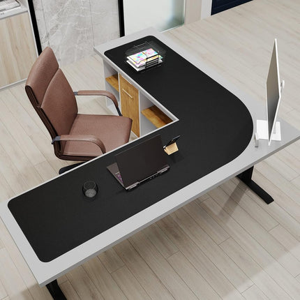 Mydours 57" x 57" x 20" L Shape Desk Pad Large Corner Mouse Pad (Black)