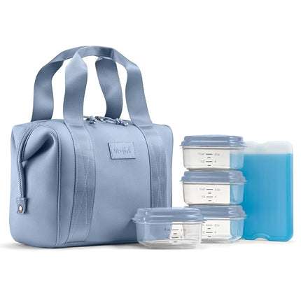 Fit & Fresh Remi Lunch Bag for Women Work – Neoprene Lunch Tote with Containers & Ice Pack, Reusable Meal Prep Lunch Box, Large Capacity, Machine Washable, Slate