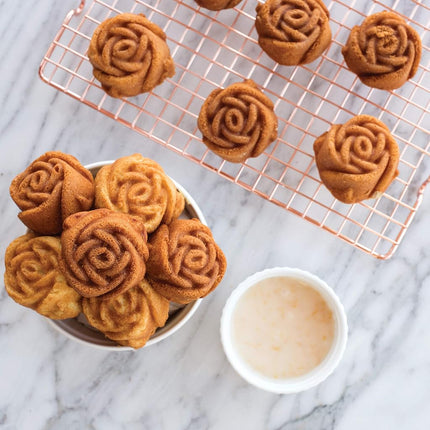 Nordic Ware Rose Bud Pan, 6 Cakelets, Toffee