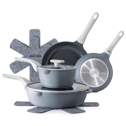 PRICUSIS Nonstick Pots and Pans Set, 9 Pieces Non 