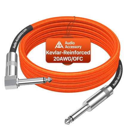 Right Angle Guitar Cable 25ft, Nylon Braided Kevla
