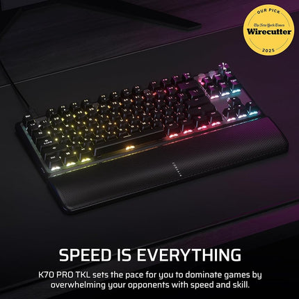 Corsair K70 PRO TKL RGB Magnetic-Mechanical Wired Gaming Keyboard – Pre-Lubricated MGX Hyperdrive Switches – Hall-Effect-Rapid Trigger – 8000Hz Hyper-Polling – QWERTY NA – Black