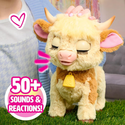 Just Play furReal Maggie the Feed & Follow Cow, 28 cm Interactive Highland Mini Cow, for Boys and Girls, Ages 4 and Up
