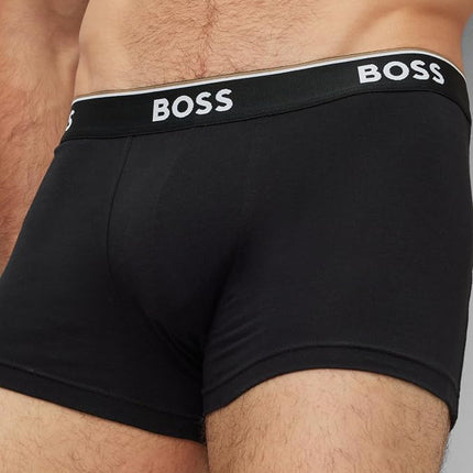Hugo Boss Men's 3-Pack Stretch Cotton Regular Fit Trunks, Multi Black, S (Pack of 3)