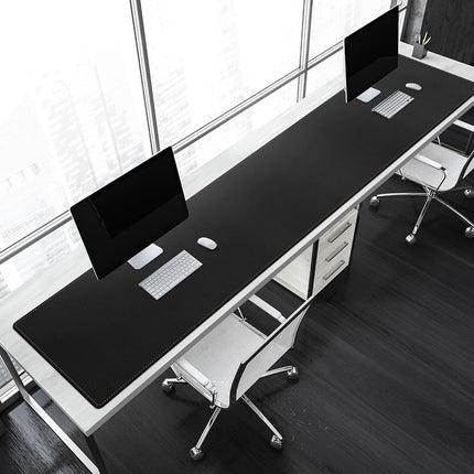 MAIDERN 180 x 40cm Desk Pad, Large Desk Mat, Cork & Leather Large Mouse pad for Desk, Waterproof Computer Desk Pad for Gaming Home Office (Black)