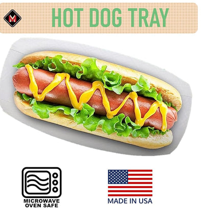 Mr. Miracle 7 Inch Paper Hot Dog Tray in Red White Pattern. Disposable, Recyclable and Fully Biodegradable. Red White 250