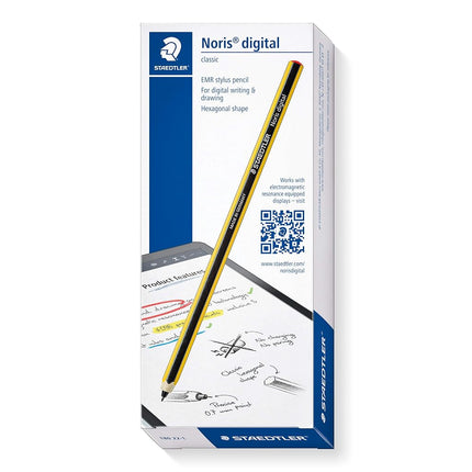 Staedtler Noris digital classic 180 22, EMR stylus, stylus for digital writing and drawing on EMR touch screens (classic hexagonal shape, 4,096 pressure levels, fine 0.7 mm tip), yellow/black