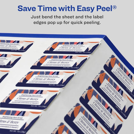 Avery Matte White Rectangle Labels with Sure Feed, 1" x 2", 2,400 Matte White Printable Labels