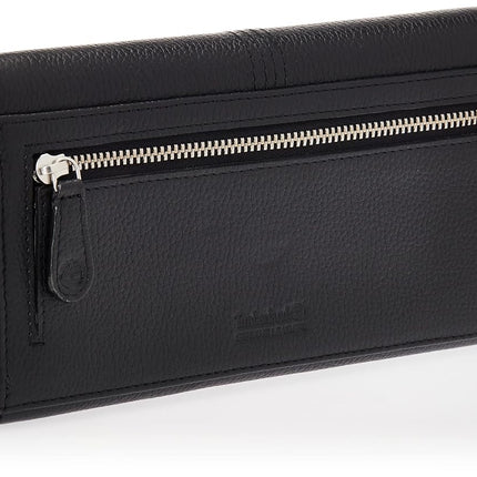 Timberland Women Leather RFID Flap Wallet Clutch Organizer, Black (Pebble), One Size