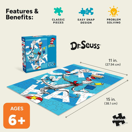 Dr. Seuss Cat in the Hat - 100 Piece Jigsaw Puzzle for Kids Ages 6+