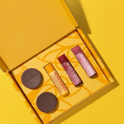 Burt's Bees Lip Care Set - Lip Balms & Tints in Red Dahlia & Hibiscus, Lip Mask & Scrub