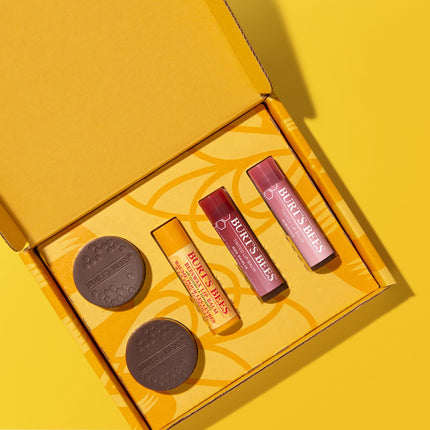 Burt's Bees Set de Cuidado Labial - Bálsamos y Tintes Labiales en Red Dahlia e Hibiscus, Mascarilla y Exfoliante Labial
