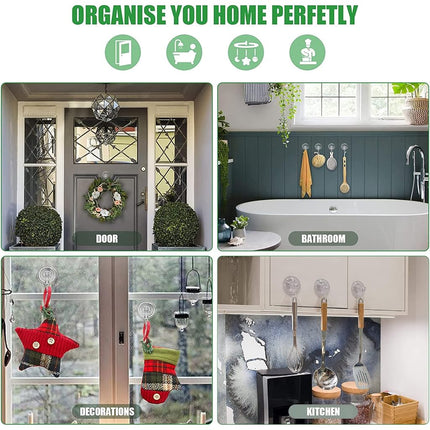 EAMOMORK Suction Cup Hooks for Shower, Large Clear Heavy Duty Suction Cup Hooks, Wreath Hangers for Front Door Window Glass Kitchen Towel Loofah Utensils (8 Packs)