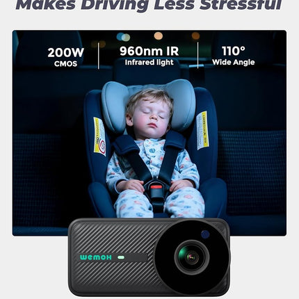 WEMOH Magnetic Dual Baby Car Camera for Two Kids, 1080P IPS Display with Magnetic Mount, 3 Modes(Zoom/Mirror/Split), Automatic Night Vision, USB-Powered Car Camera for Baby Rear Facing (2 Cams)