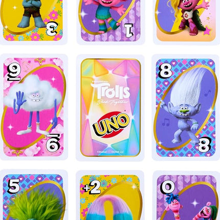 Mattel Games UNO Trolls 3: Band Together Card Game for Kids, Adults & Game Night Featuring Trolls Characters & Special Rule