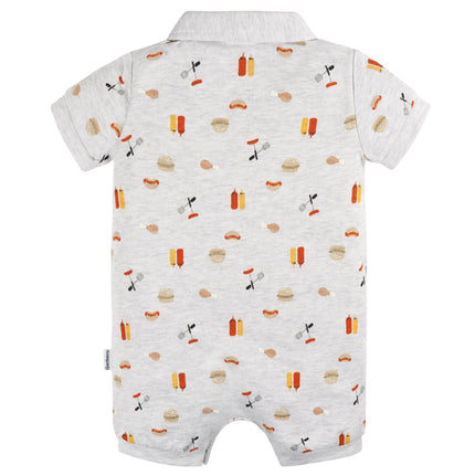 Gerber Baby Boys Cotton Polo Romper, Barbeque, 18 Months