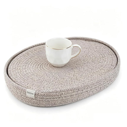 Handmade Boho Placemats Set of 6 Oval – Natural Wo
