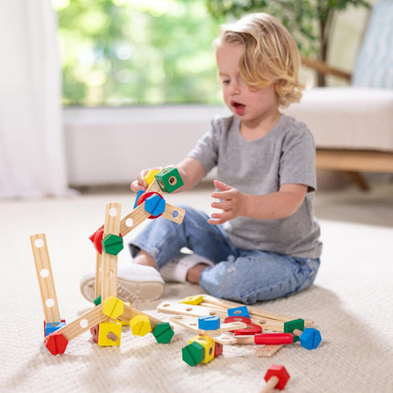 Melissa & Doug Wooden Construction Building Set in a Box (Developmental Toy, 48 Pieces)