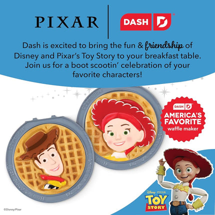 Disney Dash MultiMaker® Mini System Removable Plate Set - Ceremic Coating Replacement Plates for Waffle Breakfast - Waffle Maker Not Included - 4-Inch - 2-Pack - Toy Story Woody & Jessie