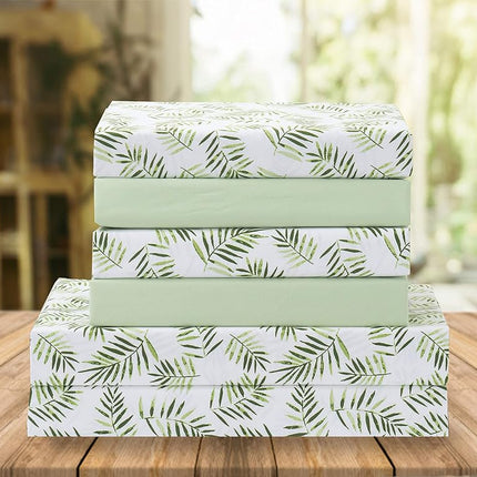 Elegant Comfort Luxury Soft Bed Sheets Palm Leaves Pattern - 1500 Premium Hotel Quality Microfiber Softness Wrinkle and Fade Resistant (4-Piece) Bedding Set, Twin/Twin XL, Palm Leaves