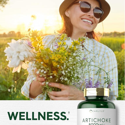 Artichoke Extract Capsules 8000mg | 200 Count | Non-GMO, Gluten Free Supplement | by Carlyle