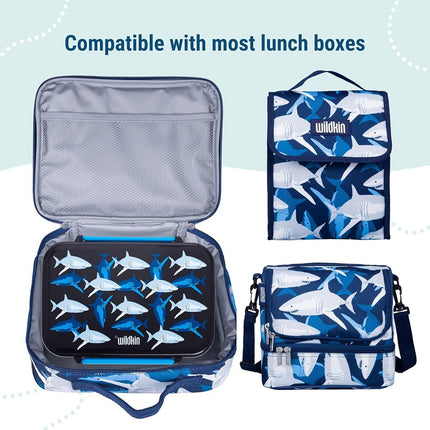 Wildkin Reusable Food Container for Boys and Girls- BPA-Free, Leak Resistant, Kid-Friendly with Removable Insert and Easy Open/Close Clasps, Airtight and Dishwasher Safe (Sharks)