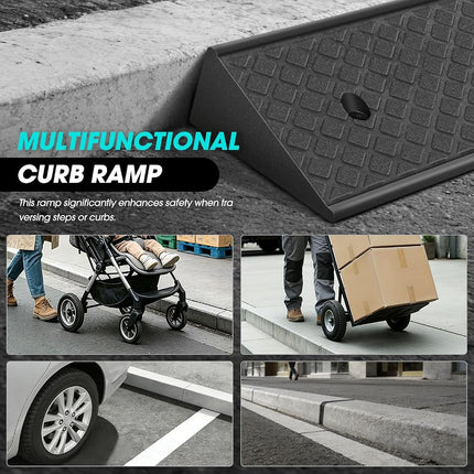 DNA MOTORING 2pcs 3" Rise Rubber Curb Ramp Heavy Duty Loading Driveway Ramp Threshold Ramp 38.6 in L x 6.7 in W x 3 in H for Loading Dock, Warehouse, Wheelchair, Motorcycles, Cars, TOOLS-00644