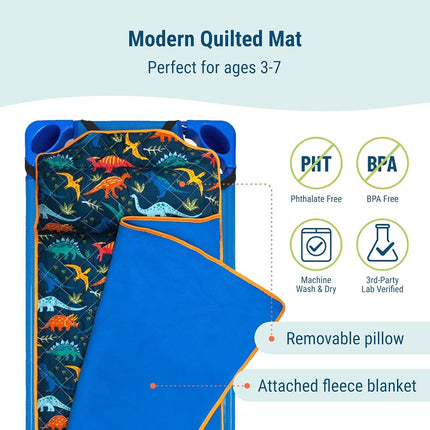 Alfombrilla Wildkin acolchada para siestas para niños – Microfibra suave con almohada y correas elásticas para la escuela y viajes - Dinosaurios jurásicos