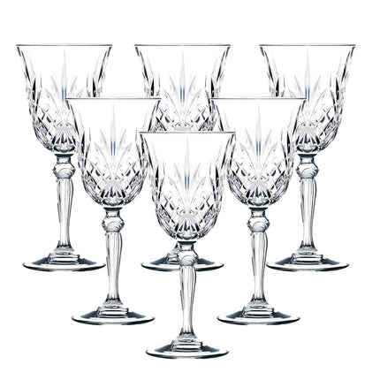 Lorren Home Trends Lorenzo RCR Crystal Collection Water Glass Set -Melodia, 6 Count (Pack of 1), Red Wine Goblet,7.5 Fluid Ounce
