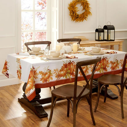 Elrene Home Fashions Autumn Pumpkin Grove Tablecloth, 60"x84" Rectangle, Multi Color