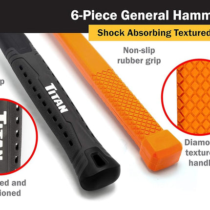 Titan 63136 6-Piece General Use Hammer Set