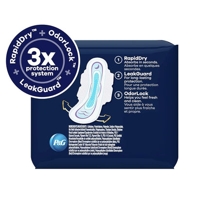 Always, Ultra Thin Pads for Women, Size 5, Extra Heavy Overnight Absorbency with Wings, 15 Count