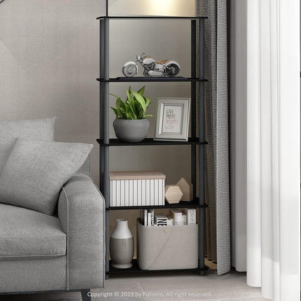 Furinno TURN-N-TUBE 5-Tier Tool-Free Corner Shelf, Black
