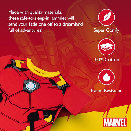 Marvel Boys 2-Piece Snug-Fit Cotton Holiday Pajamas Set, Soft & Cute for Kids, I Am Ironman, 8