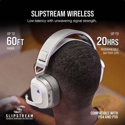 Corsair HS80 RGB Wireless Multiplatform Gaming Headset - Dolby Atmos - Lightweight Comfort Design - Broadcast Quality Microphone - iCUE Compatible - PC, Mac, PS5, PS4 - White