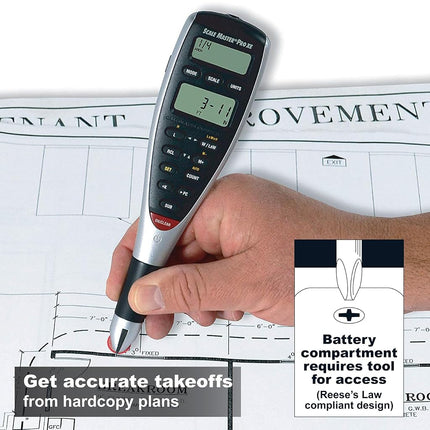 Calculated Industries Scale Master Pro XE Advanced Digital Plan Measure for Takeoffs on Printed Blueprints | 91 Metric/US Imperial Scales | 10 Custom Scales for Out of Scale Plans,Without kit