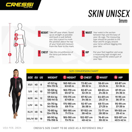 Cressi Skin 1mm (Black-Yellow) [l], Black/Yellow, Large