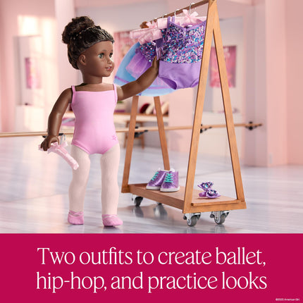 American Girl, Truly Me #127 Doll & Dance All Day Set, with Hazel Eyes, Curly Dark-Brown Hair, Very Deep Skin, Ages 6+