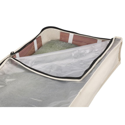 Household Essentials Cedarline Under Bed Storage Bag, Heavy-Duty Cotton Canvas, Textured PEVA Top with Durable 3-Sided Zipper, Front Handles, Foldable, Space-Saving, Natural