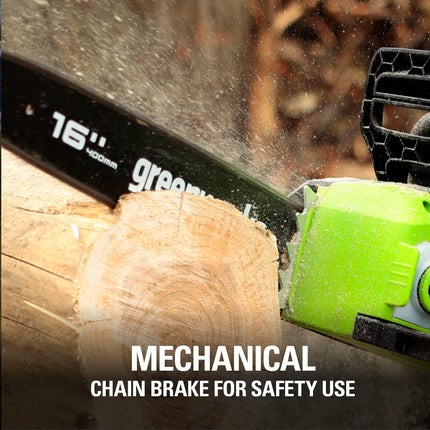 Greenworks 40V 16" Brushless Cordless Chainsaw (Gen 2) (Great for Tree Felling, Limbing, Pruning, and Firewood / 75+ Compatible Tools), Tool Only