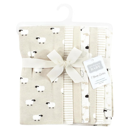 Hudson Baby Unisex Baby Flannel Burp Cloth 7pk, Taupe Sheep, One Size